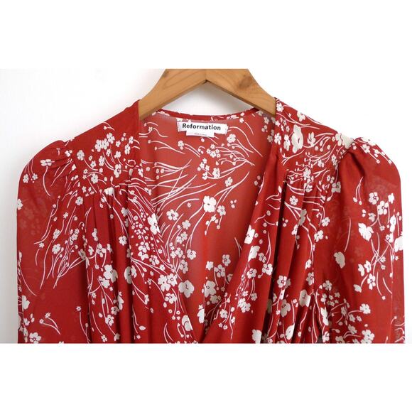 REFORMATION Susanna Midi Wrap Dress Bryce Floral Print Sustainable XS NWT $248 - Picture 3 of 10